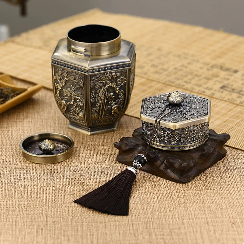 Logam Tin Teh Berkapasiti Besar Hijau Teh Hitam Balang Bekas Penyimpanan Kadi Kopi Gula Kotak Teh Dimeterai Dapur Rumah