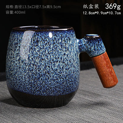 Creative Retro Heavy Coarse Clay Mug 220ml Ceramic Kiln Transmutation Tea Coffee Cup Wooden Bar