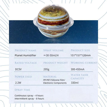 3-in1 Galaxy/Planet Humidifier 7 Colors Night Lamp Portable Aromatherapy Diffuser USB Kids Quiet Atmosphere Creative Gift Deco