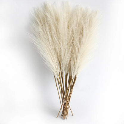 6PCS Artificial Pampas Grass – Fluffy Faux Reed Bouquet for Home, Wedding & Event Décor (Multiple Colors)