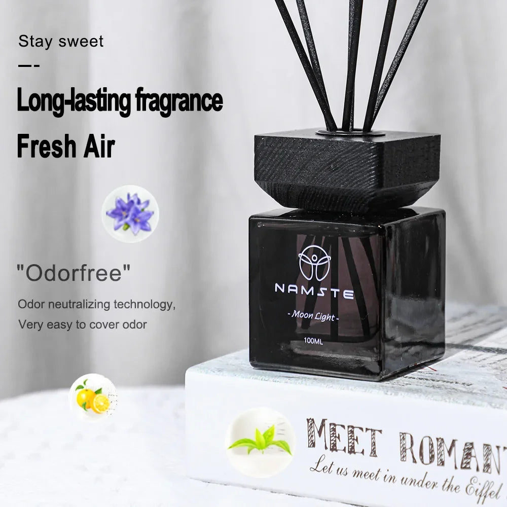 NAMSTE 100ML Reed Diffuser Set Siri Wangian Hotel Aromaterapi Tanpa Api Dalaman Wangian Tahan Lama Deodoran Bilik Mandi