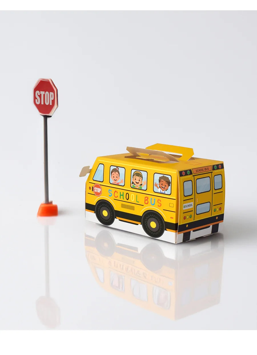 5PCS Gula-gula Bertema Bas Sekolah &amp; Kotak Snek – Pembungkusan Hadiah Seronok untuk Hari Lahir Kanak-kanak &amp; Majlis Kembali ke Sekolah!