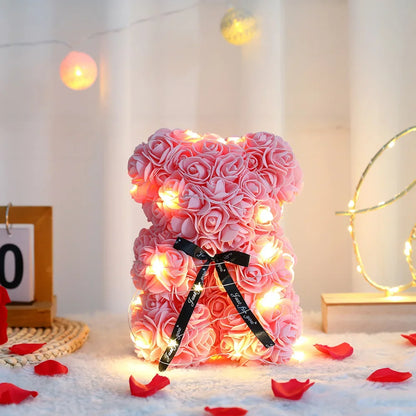 25cm Eternal Rose Teddy Bear – Hadiah Romantik dengan Kotak Paparan 