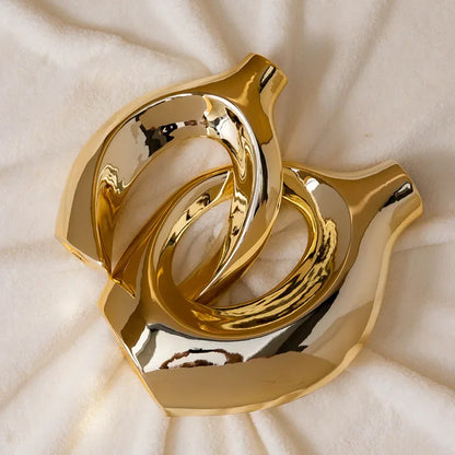 Hollow Out Embrace Ceramic Vase – Modern Irregular Cross-Shaped Tubular Design