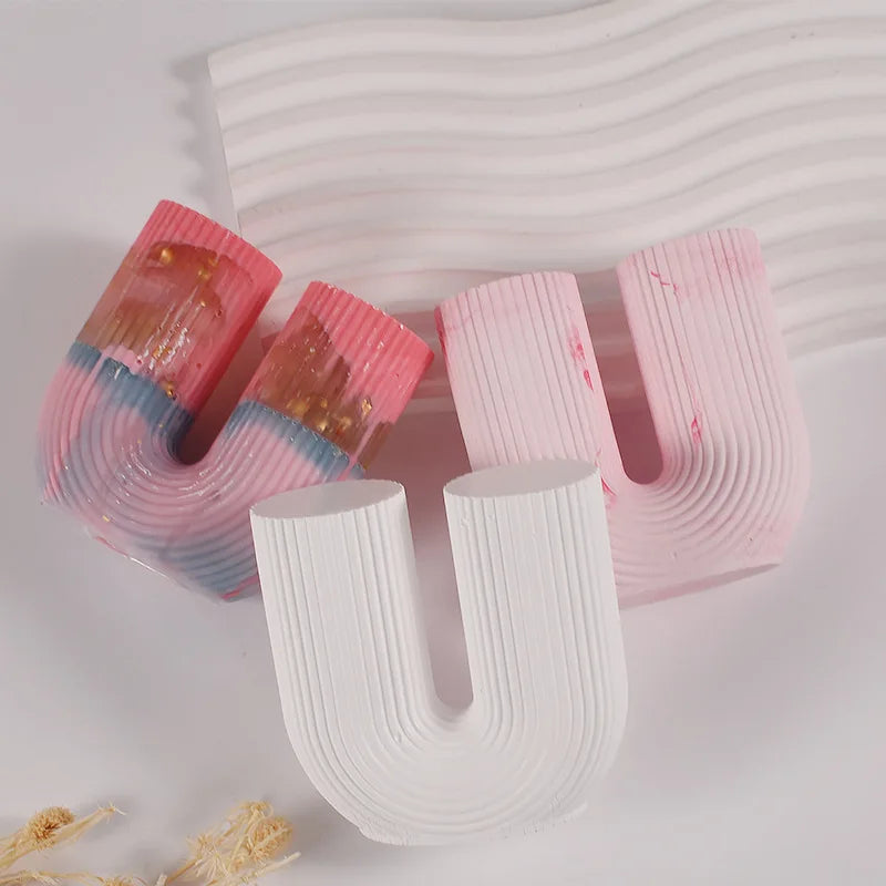 Acuan Lilin Silikon Bentuk U &amp; Geometrik – Acuan Lilin Gerbang, Kiub &amp; Berjalur DIY untuk Hiasan &amp; Kraf Rumah