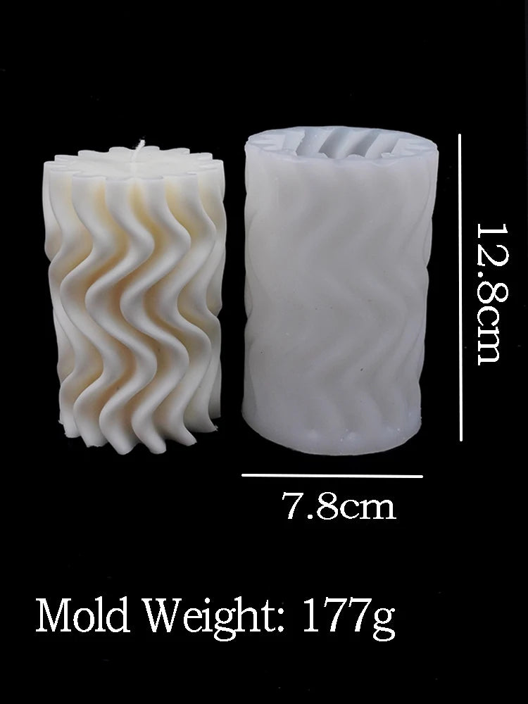 Wavy Stripe Silicone Candle Mold – Elegant DIY Twisted Pillar Candlestick Maker