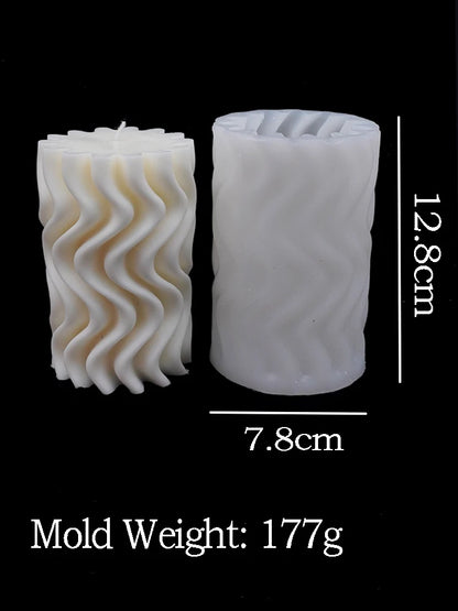 Wavy Stripe Silicone Candle Mold – Elegant DIY Twisted Pillar Candlestick Maker