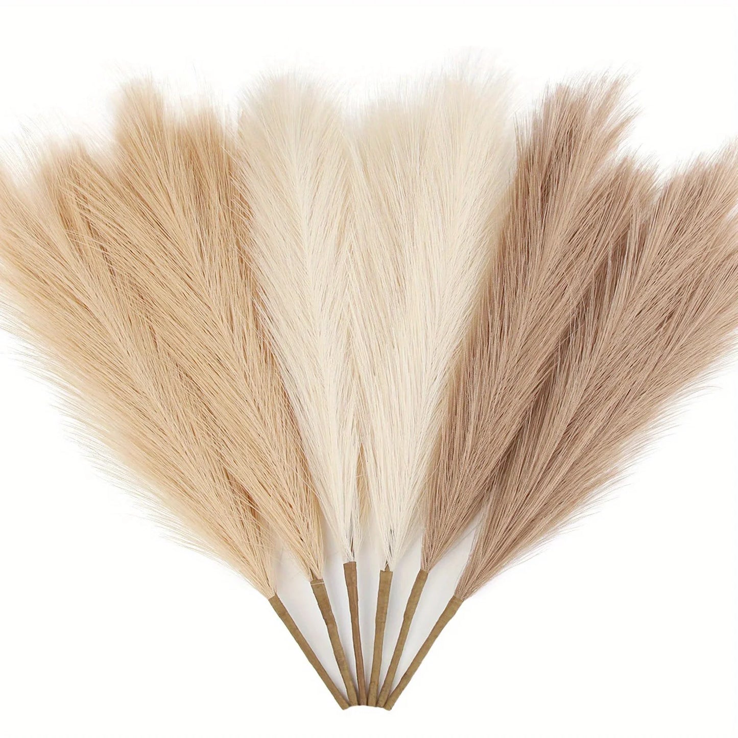 6PCS Artificial Pampas Grass – Fluffy Faux Reed Bouquet for Home, Wedding & Event Décor (Multiple Colors)