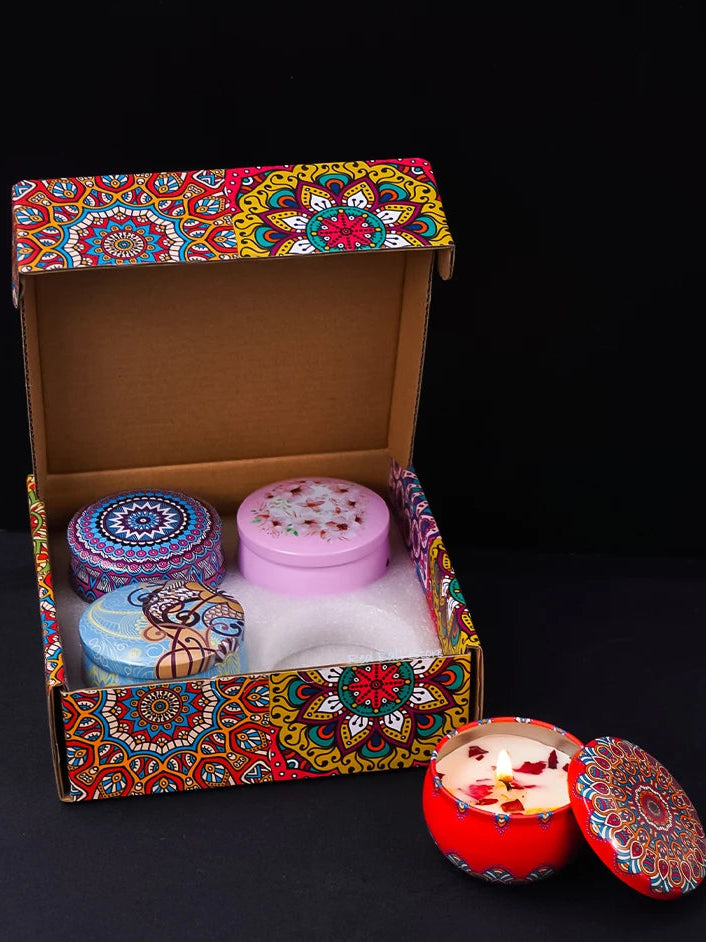 Luxury Scented Candle Set – 4pcs Arabian-Inspired Fragrance Candles in Decorative Jars