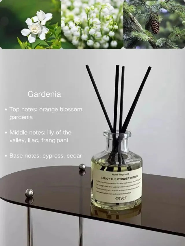 50ml Aromatherapy Essential Oil Flameless Freesia Jasmine Fragrance Oil with Reed Diffuser Stick Home Room Air Freshener Decor