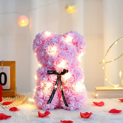 25cm Eternal Rose Teddy Bear – Hadiah Romantik dengan Kotak Paparan 