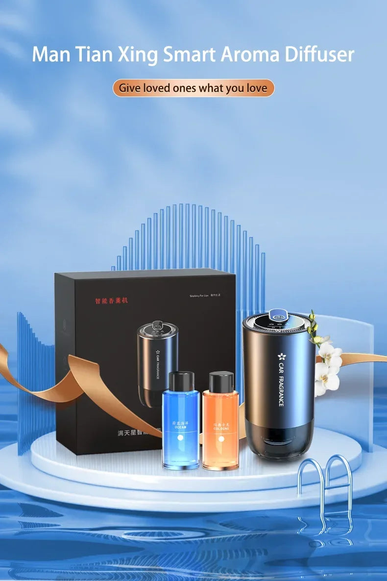 Car Air Freshener Smart Fragrance Diffuser 1000mAh Aroma Humidifier Starry Light Smell Distributor Interior Car Accessories