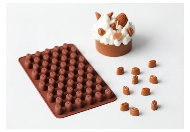 多腔咖啡豆硅胶模具 – DIY蜡烛、肥皂、树脂和烘焙工具