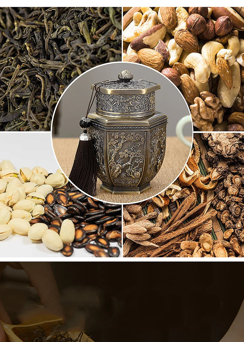 Logam Tin Teh Berkapasiti Besar Hijau Teh Hitam Balang Bekas Penyimpanan Kadi Kopi Gula Kotak Teh Dimeterai Dapur Rumah