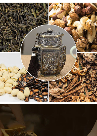 Logam Tin Teh Berkapasiti Besar Hijau Teh Hitam Balang Bekas Penyimpanan Kadi Kopi Gula Kotak Teh Dimeterai Dapur Rumah