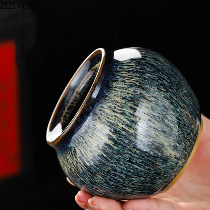 Tin Teh Tekstur Bercat Dimeterai Balang Penyimpanan Caddy Teh Seramik dengan Penutup Meja Kopi Hiasan Meja Balang Umum Tin Candy