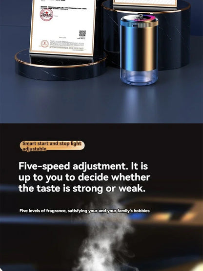 Smart Car Air Freshener Rechargeable Aroma Diffuser 5 Levels of Adjustable Intelligent  Diffuser Pickup Light Starry Sky Summit