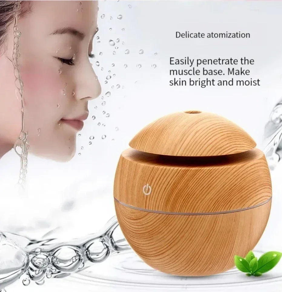 Xiaomi USB Ultrasonic Aroma Diffuser & Cool Mist Humidifier – Wood Grain Design for Home & Office