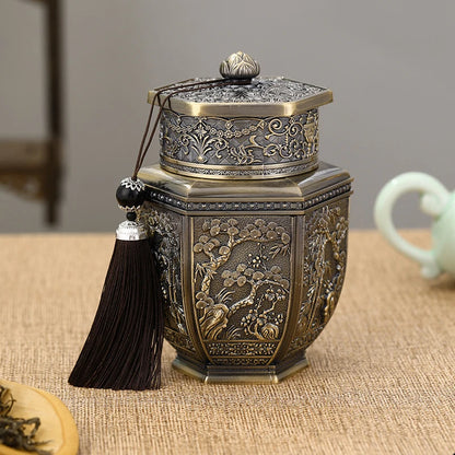 Logam Tin Teh Berkapasiti Besar Hijau Teh Hitam Balang Bekas Penyimpanan Kadi Kopi Gula Kotak Teh Dimeterai Dapur Rumah