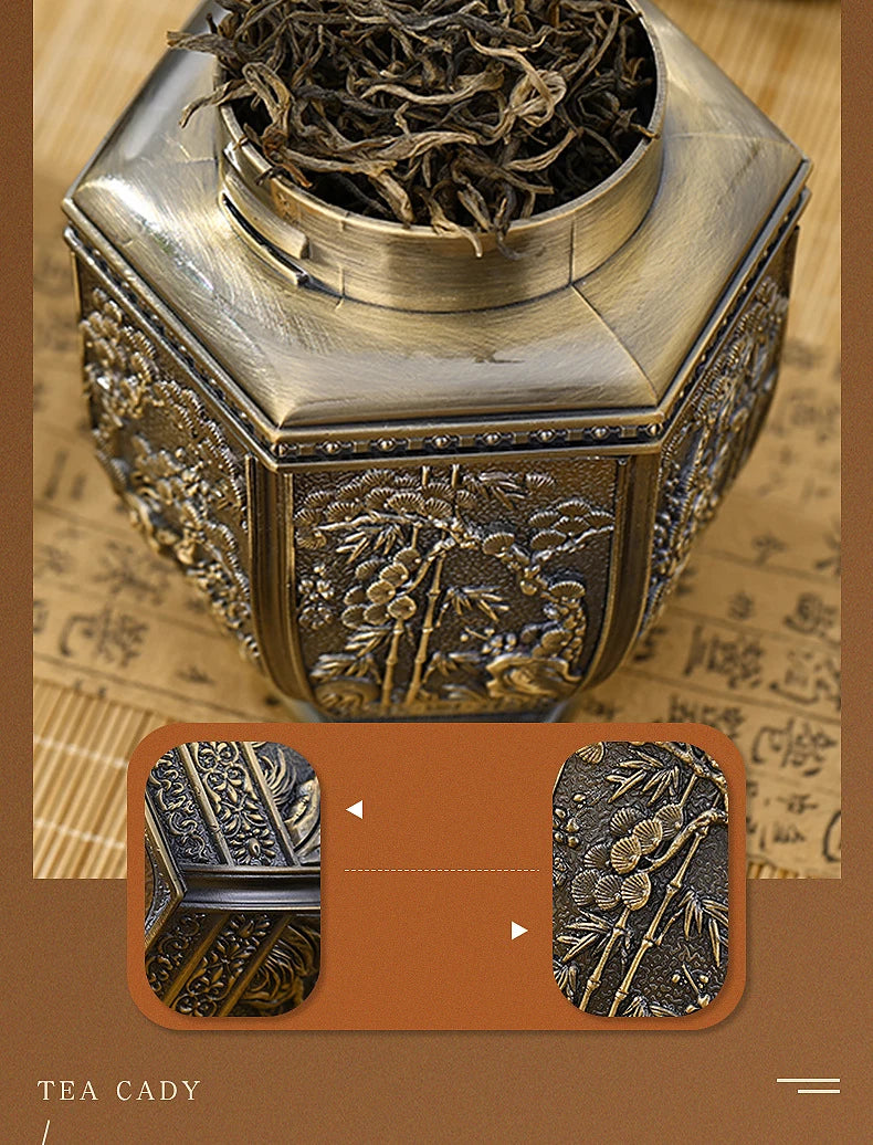 Logam Tin Teh Berkapasiti Besar Hijau Teh Hitam Balang Bekas Penyimpanan Kadi Kopi Gula Kotak Teh Dimeterai Dapur Rumah