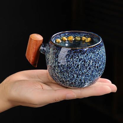 Creative Retro Heavy Coarse Clay Mug 220ml Ceramic Kiln Transmutation Tea Coffee Cup Wooden Bar