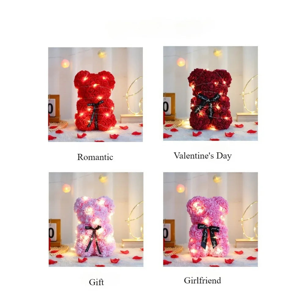 25cm Eternal Rose Teddy Bear – Hadiah Romantik dengan Kotak Paparan 