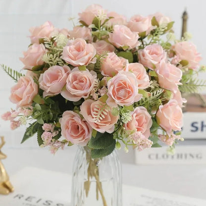 30cm Rose White Silk Bouquet Peony Artificial Flower 5 Big Head 4 Small Bud Wedding Brides Home Decoration Artificial Flower