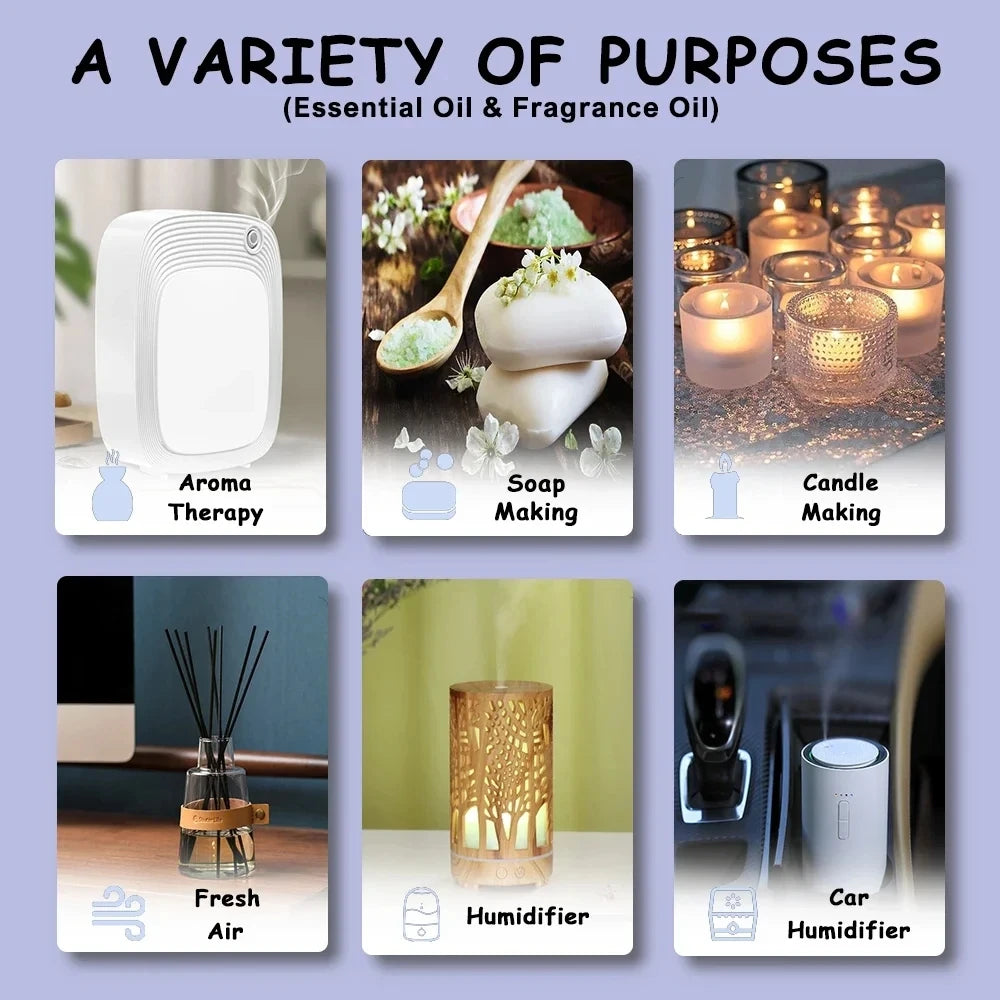 100% PURE Essential Set Oils For Aroma Diffuser Machine Air Humidifier Candle Making Scents  Hotel Series Fragrance Oil 5ML x 10