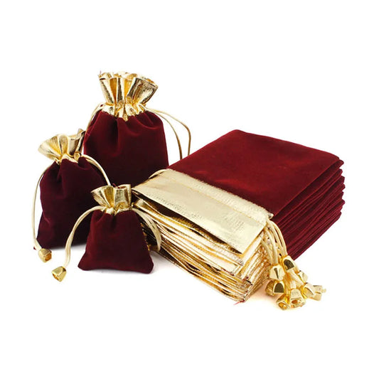 50PCS Velvet Drawstring Gift Bags – Soft Flannel Jewelry Pouch for Elegant Packaging & Storage