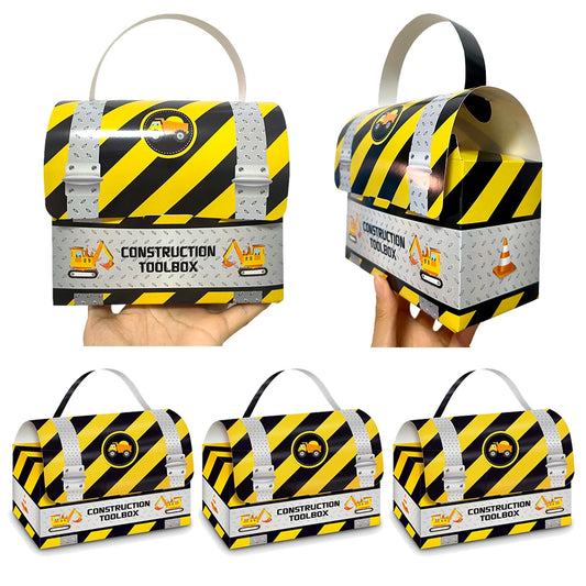 Construction Vehicle Theme Party Gift Boxes – Excavator & Engineering Design for Kids' Birthday Decor