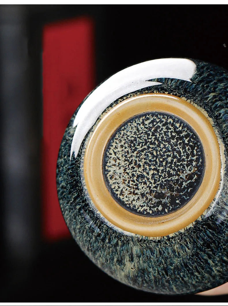 Tin Teh Tekstur Bercat Dimeterai Balang Penyimpanan Caddy Teh Seramik dengan Penutup Meja Kopi Hiasan Meja Balang Umum Tin Candy