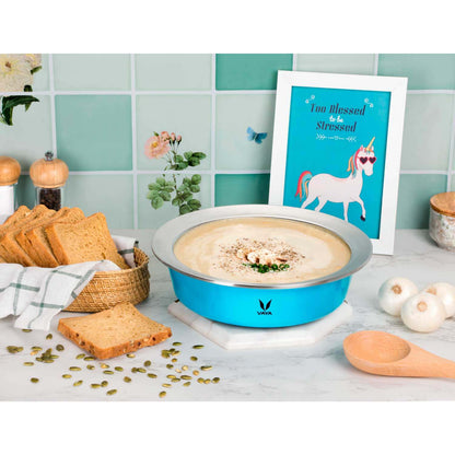 HauteCase - Kaserol Bertebat Keluli Tahan Karat Dengan Tudung | Periuk Kes Panas dan Bekas Makanan Termos | Kuali Periuk Kaserol Panas dengan Tudung 1.1L + Tudung Tindanan 