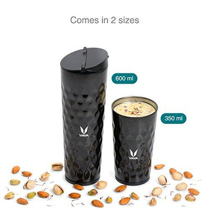 Drynk 350 ml 3 in 1 Vacuum Insulated Stainless Steel Gulper and Sipper Water Bottle (Tumbler+Sipper+Gulper) with 2 Cups, Thermos Flask