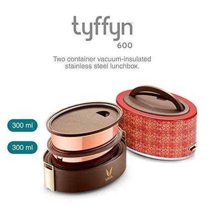Tyffyn Copper-Finished Stainless Steel Lunch Box, 600 ml, 2 Containers