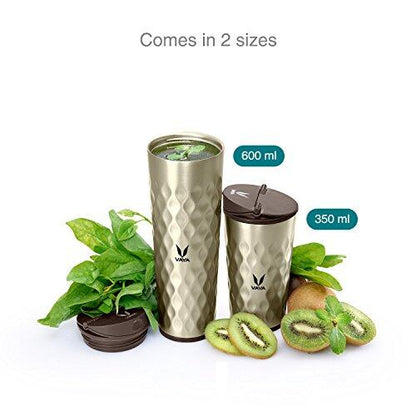 Drynk 600 ml Kelalang Keluli Tahan Karat Bertebat Vakum, Botol Air Penyedut Termos (Tumbler+Sipper) 