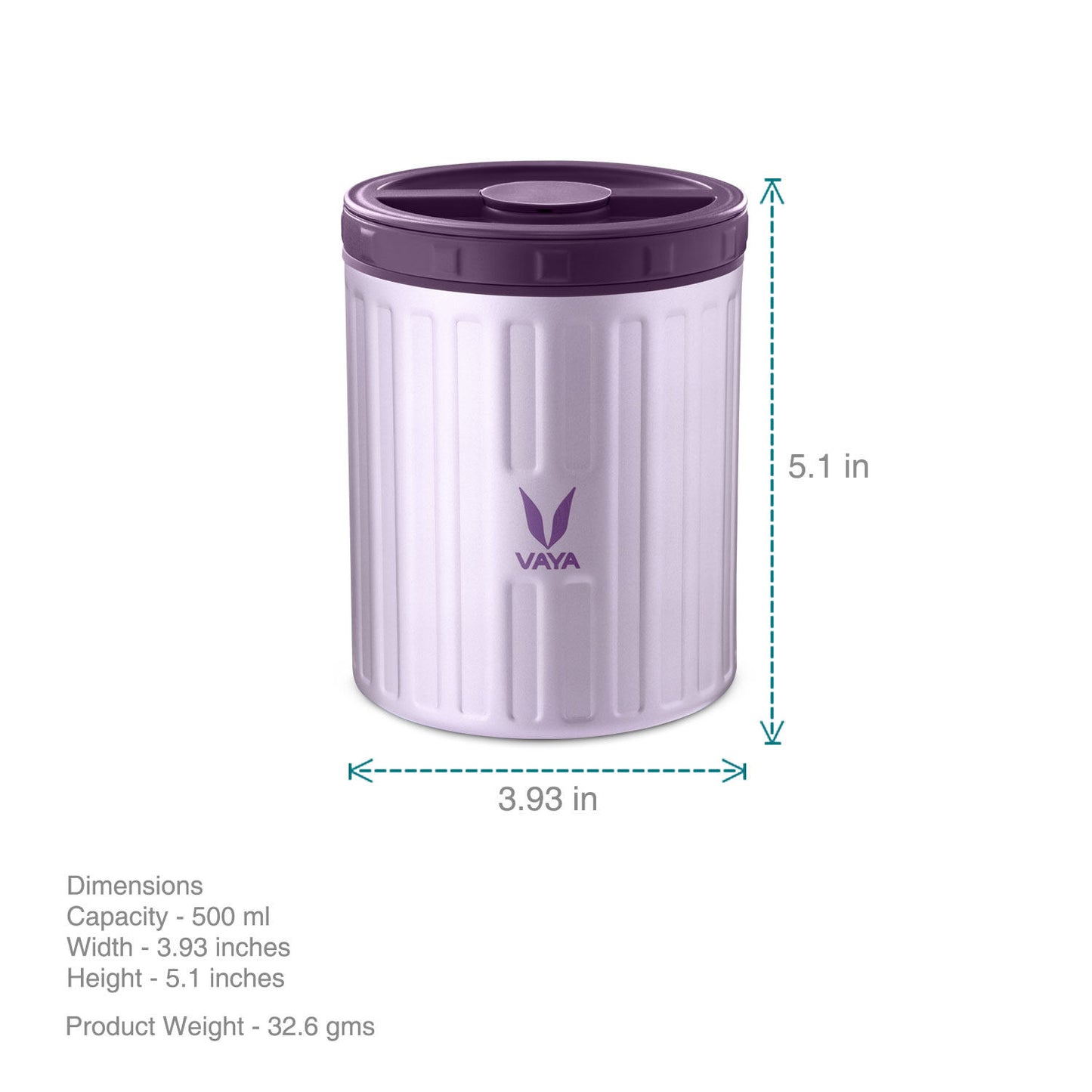 Simpan 500 ml - Bekas Makanan Keluli Tahan Karat Bertebat Vakum, Kotak Salad, Pembawa Makanan, Kotak Makan Tengahari Mudah Alih, Kotak Buah, 1 x 500 ml 