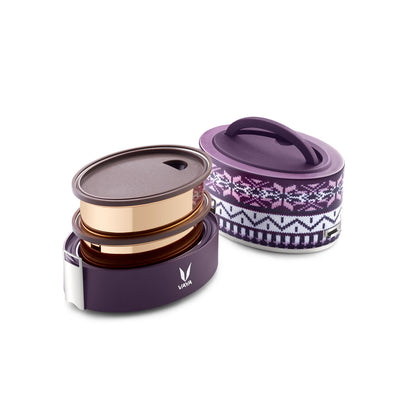 Tyffyn Copper-Finished Stainless Steel Lunch Box, 600 ml, 2 Containers