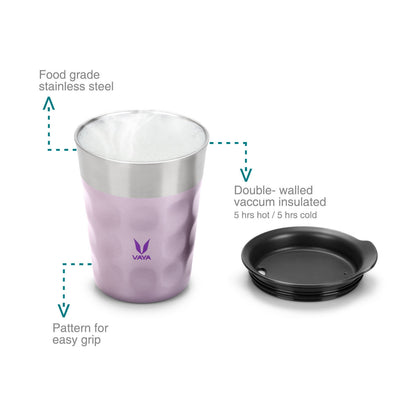 Tumbler Keluli Tahan Karat PopCup dengan Tudung, Mug Perjalanan Bertebat Vakum Dinding Dua Kali, 250ml 