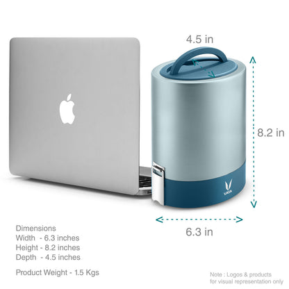 Tyffyn Jumbo Copper-Finished Stainless Steel Lunch Box Without Bagmat, 1300 ml, 4 Containers