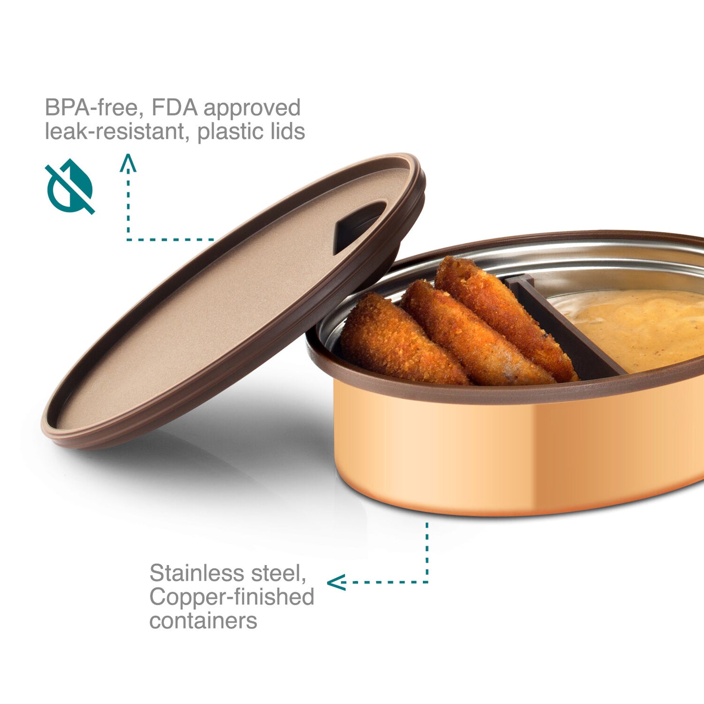 Tyffyn Jumbo Copper-Finished Stainless Steel Lunch Box Without Bagmat, 1300 ml, 4 Containers