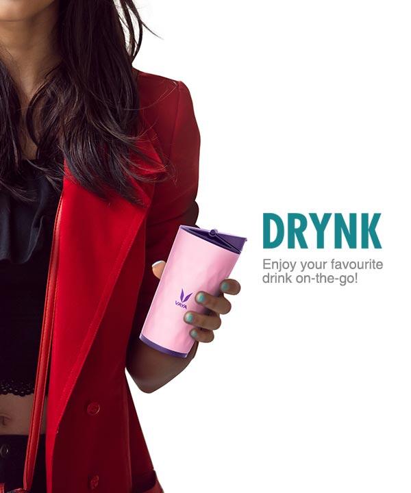 Drynk 350 ml 3 in 1 Vacuum Insulated Stainless Steel Gulper and Sipper Water Bottle (Tumbler+Sipper+Gulper) with 2 Cups, Thermos Flask