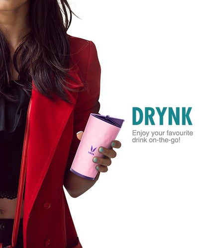 Drynk 350 ml 3 in 1 Vacuum Insulated Stainless Steel Gulper and Sipper Water Bottle (Tumbler+Sipper+Gulper) with 2 Cups, Thermos Flask