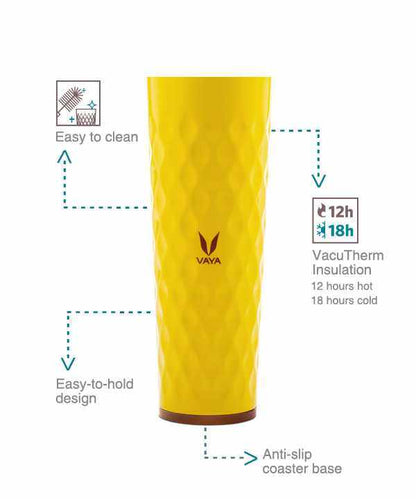 Drynk 600 ml Kelalang Keluli Tahan Karat Bertebat Vakum, Botol Air Penyedut Termos (Tumbler+Sipper) 