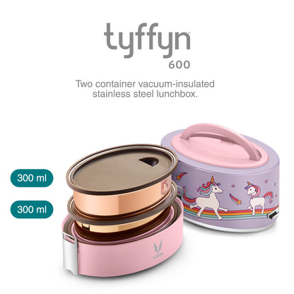 Tyffyn Copper-Finished Stainless Steel Lunch Box, 600 ml, 2 Containers