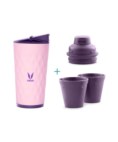 Drynk 350 ml 3 in 1 Vacuum Insulated Stainless Steel Gulper and Sipper Water Bottle (Tumbler+Sipper+Gulper) with 2 Cups, Thermos Flask