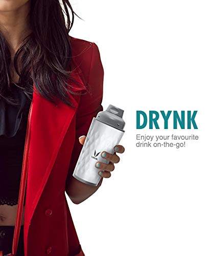 Drynk 350 ml 3 in 1 Vacuum Insulated Stainless Steel Gulper and Sipper Water Bottle (Tumbler+Sipper+Gulper) with 2 Cups, Thermos Flask