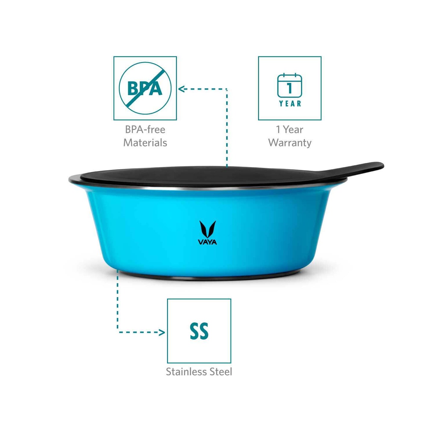 HauteCase - Kaserol Bertebat Keluli Tahan Karat Dengan Tudung | Periuk Kes Panas dan Bekas Makanan Termos | Kuali Periuk Kaserol Panas dengan Tudung 1.5L + Tudung Tindanan 