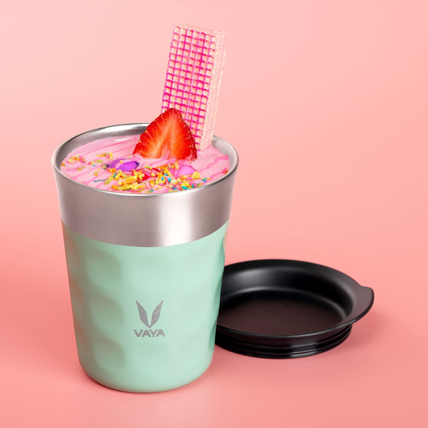 Tumbler Keluli Tahan Karat PopCup dengan Tudung, Mug Perjalanan Bertebat Vakum Dinding Dua Kali, 250ml 