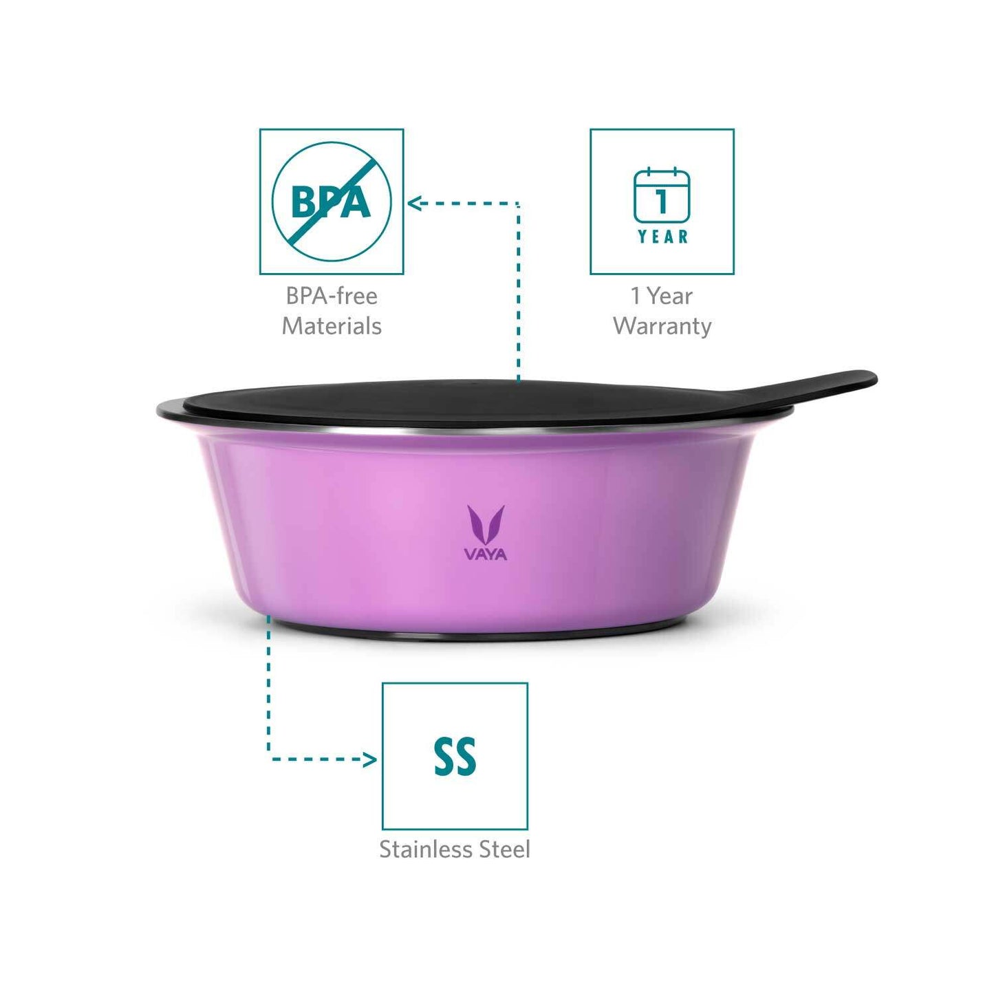 HauteCase - Kaserol Bertebat Keluli Tahan Karat Dengan Tudung | Periuk Kes Panas dan Bekas Makanan Termos | Kuali Periuk Kaserol Panas dengan Tudung 1.5L + Tudung Tindanan 