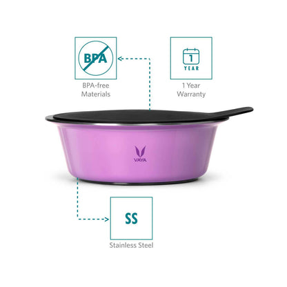 HauteCase - Kaserol Bertebat Keluli Tahan Karat Dengan Tudung | Periuk Kes Panas dan Bekas Makanan Termos | Kuali Periuk Kaserol Panas dengan Tudung 1.5L + Tudung Tindanan 